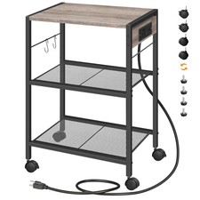 3-Tier Mobile Printer Stand with Power Outlets USB Ports for Office