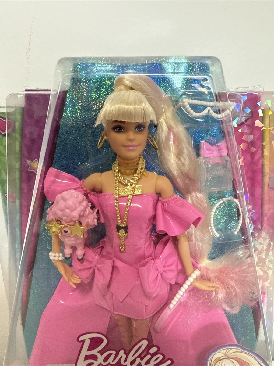 Mattel Barbie Extra Fancy Doll in Pink Glossy Gown with Pet Poodle