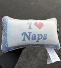 I love Naps 💗 Decorative Needlepoint Pillow NWT