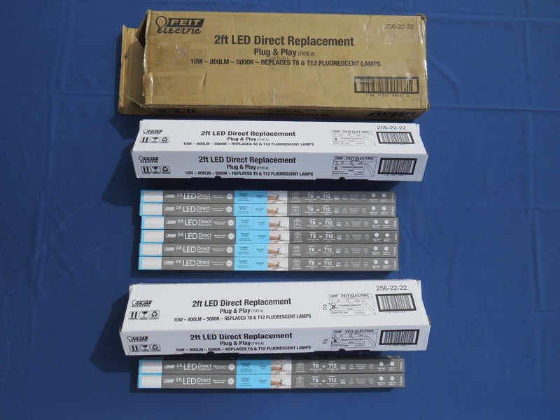 "FEIT" T24/850/LEDG2/RP 2FT. LED DIRECT REPLACEMENT 10W 800LM 5000K LAMPS QTY.=8