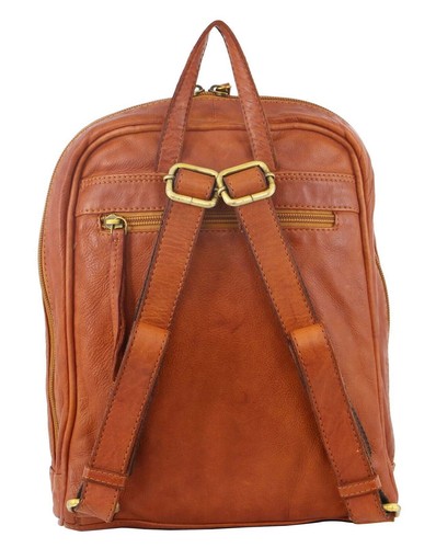 Pierre Cardin Woven Leather Ladies Backpack Bag Case Travel - Cognac 15x9x30cm - Picture 3 of 5