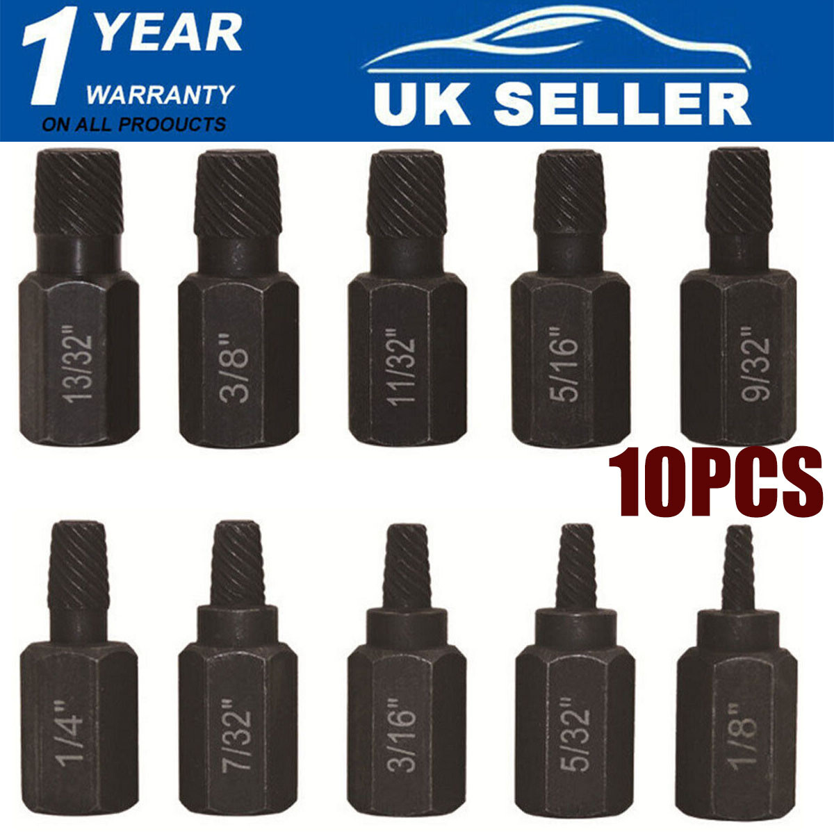 10PCS Screw Extractor Easy Out Drill Bits Broken Damaged Bolt Stud Remover Set