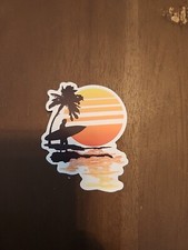 Hawaii Sunset Surfer Sticker Decal - Matte