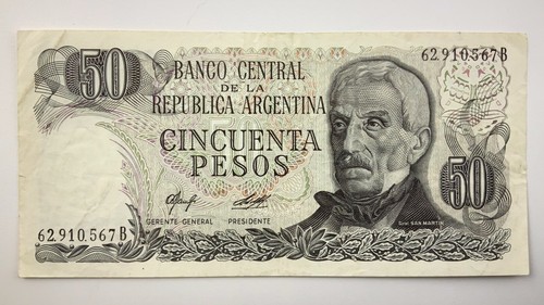 1976-1978 Argentina 50 Pesos Circulated Banknote Y961 - Picture 3 of 10