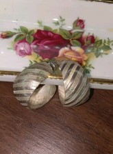 Vintage Silver Pierced Thick Hoop Post Earrings Beautiful Boho 1980s 1990s