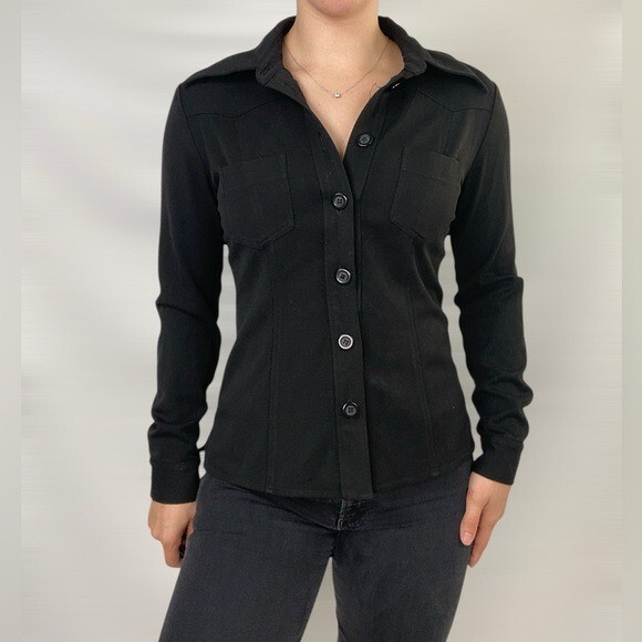 BEBE Vintage San Francisco Button Down Long Sleeve Thick Top Jacket