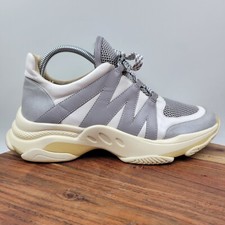 Steve Madden Maximus Shoes Women's 10M White Silver Platform Chunky Low Sneakers