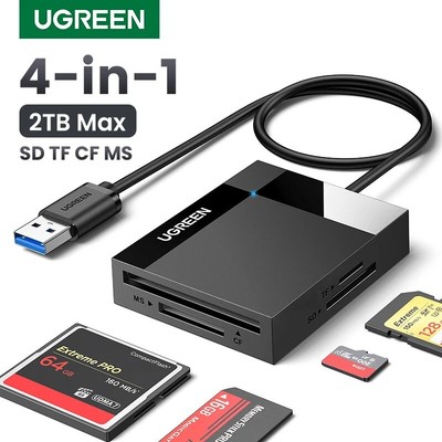 UGREEN Card Reader 4-in-1 USB3.0/USB-C SD Micro SD TF CF MS Compact Flash Card T