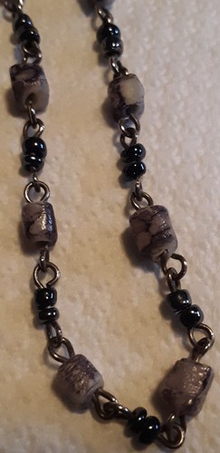 GENUINE HEMATITE & UNIQUE SQUARE LABRADORITE NATURAL STONE BEAD BRACELET - Picture 4 of 6
