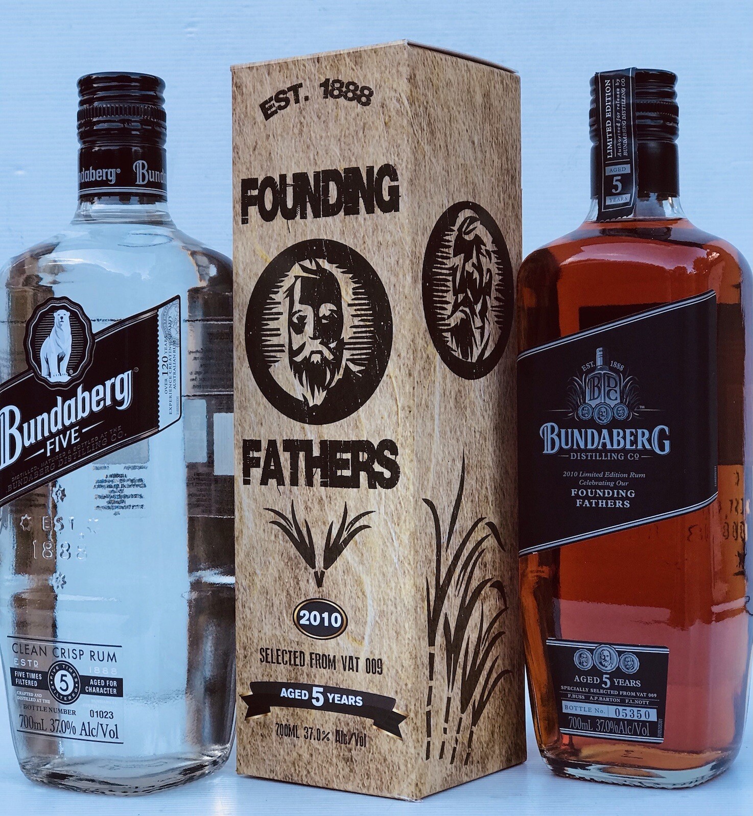 Bundaberg Rum 2010 Founding Fathers Vat 009 Boxed & 2011 Five NUMBERED