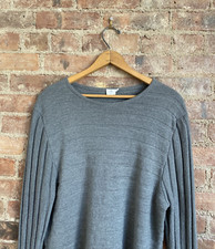 Sunspel Men's Rib Knit Sweater, Sz Medium Slim, Gray 100 Wool