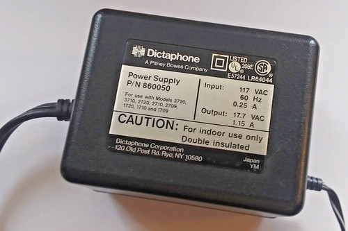 Dictaphone Model 860050 Power Supply for Nuance / ExecTalk Dictaphone 17.7 VAC