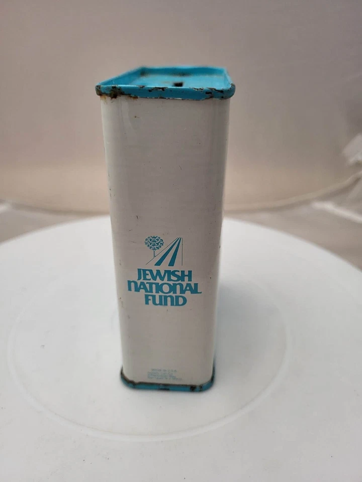 Caja de hojalata Tzedaká de colección Fondo judío yiddish Israel Keren Kayemet JNF KKL Foto 4 de 4
