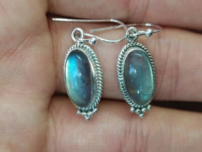 Ansprechen Labradorite Edelstein 925 Sterling Silber Handgemacht Ohrring S-41 - Bild 1 von 3