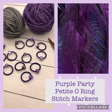   Purple Party Petite O Ring Stitch Markers knitting, Handmade 
