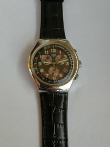 swatch irony leather strap