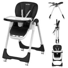 Portable Baby Easy-Clean Simple Fold Deluxe Baby High Chair Baby Chair