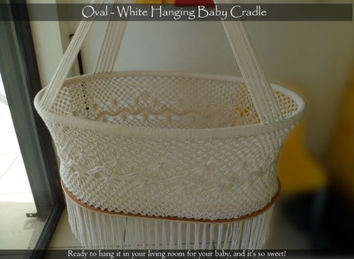 macrame hanging bassinet