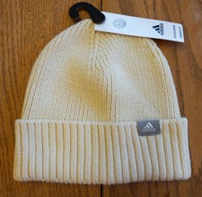 NWT ADIDAS "Fashioned Fold" Womens Cuffed Knit Beanie Hat-OSFM  24 WONDER WHITE