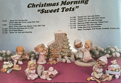 VINTAGE DONA'S CERAMIC MOLD #D-1134 X-MAS MORNING ACCES- BEAR/BALL/HAT/HOUSE