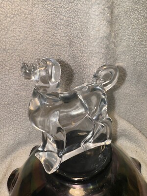 Vtg 94 Retired Baccarat Crystal Art Glass Retriever ,Curled Tail