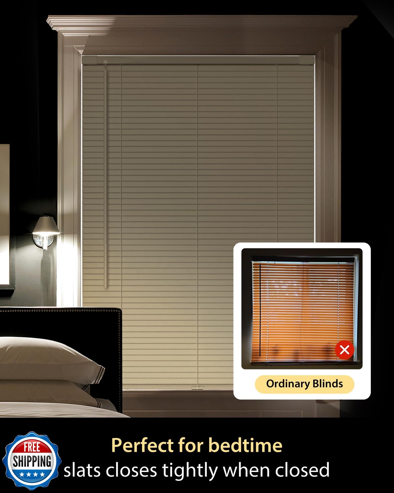 UNISHADES No Tools No Drill Cordless Mini Blinds, 100% Privacy L-Shaped Blade