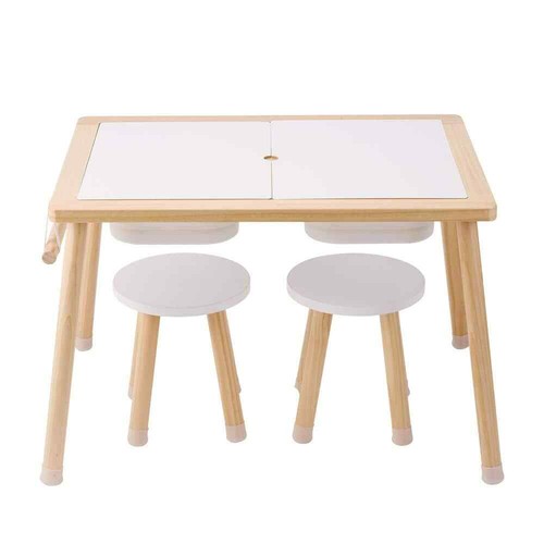 Sensory Table and Chairs Set, Toddlers Activity Table w/2 Stools 2 Storage Bins