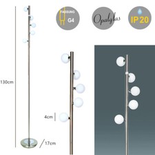 Stehleuchte Sondra 12V Halogenlampe Nickel/Opalglas Standlampe Dekoleuchte