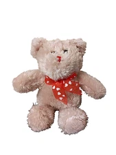 Dan Dee Tan Teddy Bear Plush With Heart Bow Stuffed Animal 10"