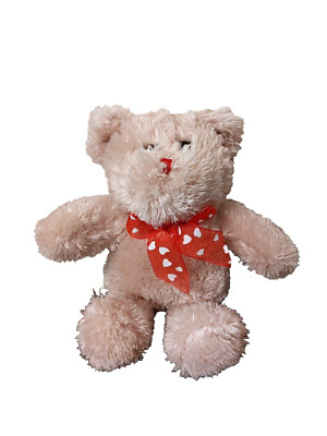 Dan Dee Tan Teddy Bear Plush With Heart Bow Stuffed Animal 10''