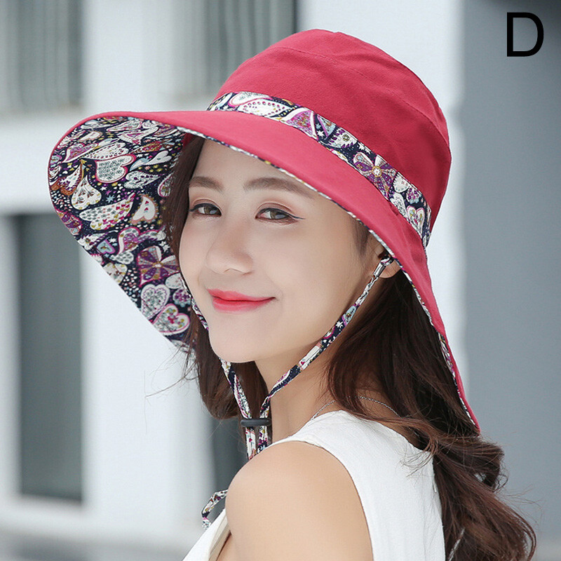 Women Ladies Summer Wide Brim Foldable Sun Hat AntiUv Beach Visor Caps