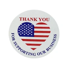 Thank You for Supporting our Business 2" Round American Flag Labels 4 RLS of 500