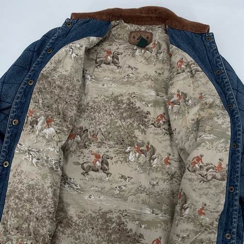 Vintage Polo Ralph Lauren Womens M Quilted Denim Hunting Lined Chore Coat Jacket - Picture 9 of 12