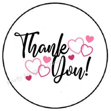 THANK YOU PINK HEARTS ENVELOPE SEALS LABELS STICKERS PARTY FAVORS