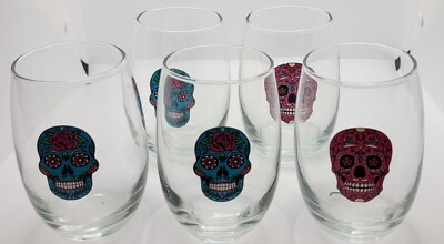 Sugar Skull Wine Glasses Day of the Dead Glasses Dia De Los | UK Sugar Skull Wine Glasses Day of the Dead Glasses Dia De Los | UK