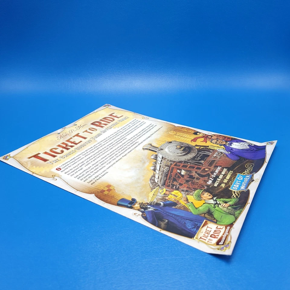 Ticket To Ride Days Wonder Rules Instructions Only Replacement Game Piece 2015 - Image 4 of 4