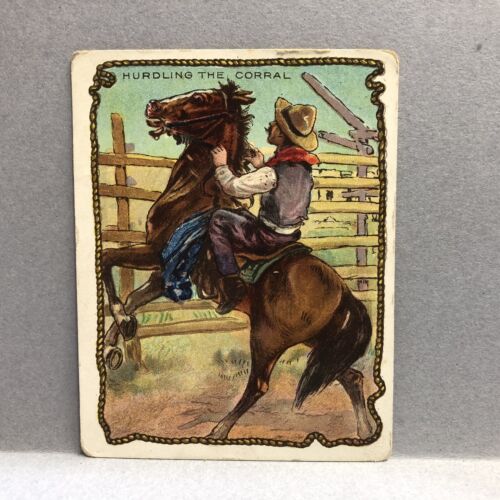 1909-12 Hassan Cowboy Series Tobacco T53 Hurdling The Corral - Picture 1 of 6