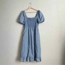 J Crew Factory Dress Womens Small Blue Floral Gathered Top