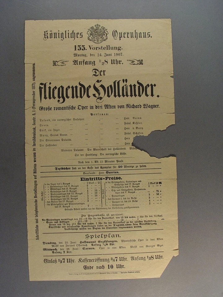 138045: 2 Programme, Königliches Opernhaus (Sachsen/Semperoper) 1907 / 1908 - Bild 2 von 4