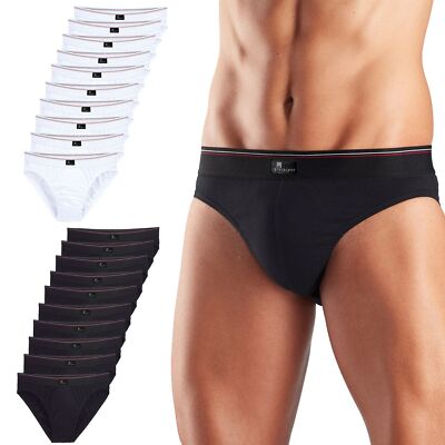 Le Jogger Herren Slips ohne Eingriff 100% Baumwolle breiter Bund | 10 Stück