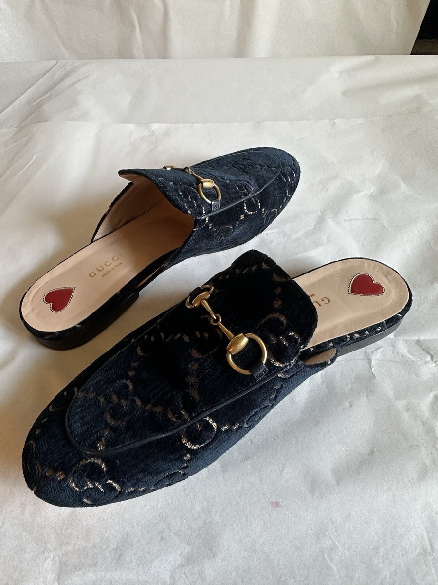 Gucci Princetown GG Horsebit Velvet Loafer Mules IT 38 | eBay