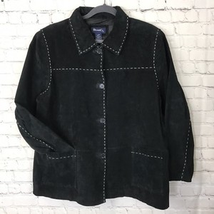 Denim Co Washable Suede Leather Barn Jacket Coat Pickstitch Sz