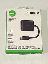 Belkin NPA004btBK Rockstar 3.5mm Audio + USB-C Charge Adapter - Black OPEN BOX
