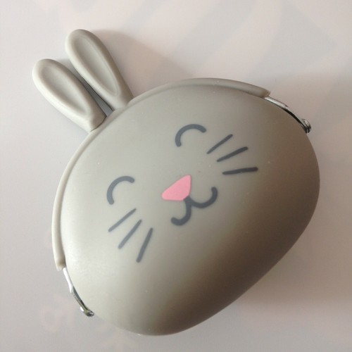 Kawaii borsellino portamonete coniglio gomma morbida chiusura in metallo |  eBay