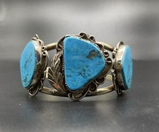 Vintage XL Silber Armreif Türkis Manschette Indianerschmuck Navajo 1940er Jahre