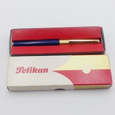 Pelikan 30 Blau Rolled Gold, Kolbenfüller Füllfederhalter Gold Feder Schachtel 