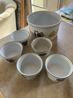 Royal Worcester Evesham Vale One Soufflé And Five Ramekins