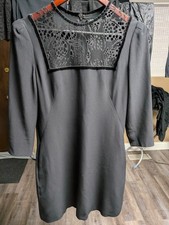 Alexander McQueen black lace velvet trim short dress 38/xsmall