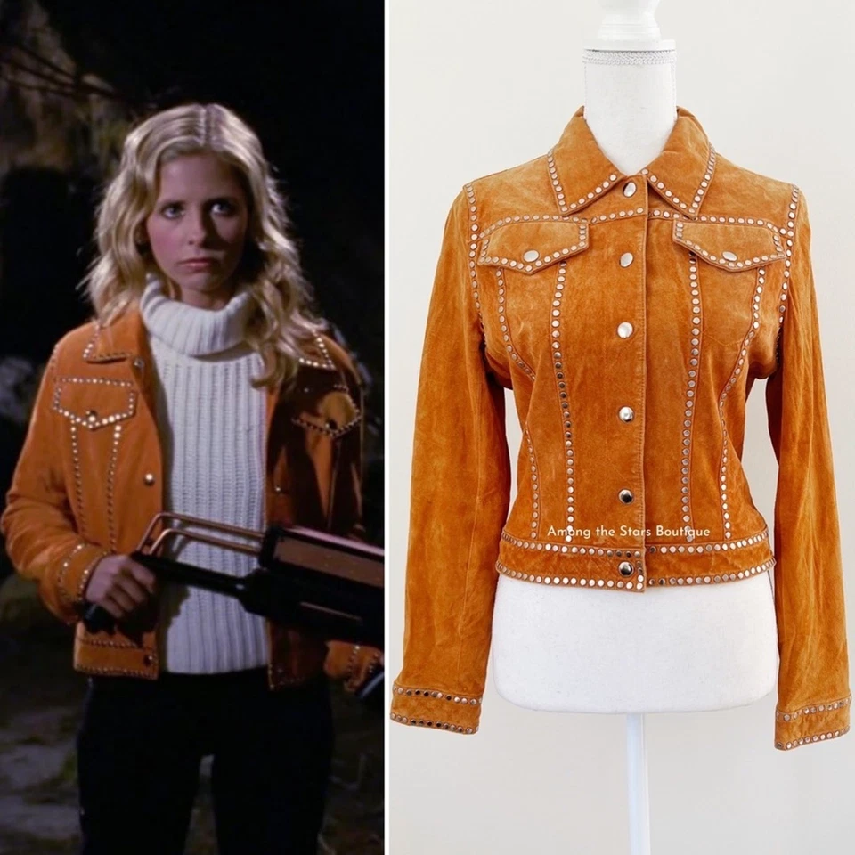 Chaqueta de gamuza con tachuelas Y2K de colección excepcionalmente rara ASO Buffy Summers en BTVS Foto 3 de 4