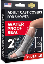 100 Waterproof Cast Covers for Shower Leg - 2Pk - Tight Seal - Reusable Adult H